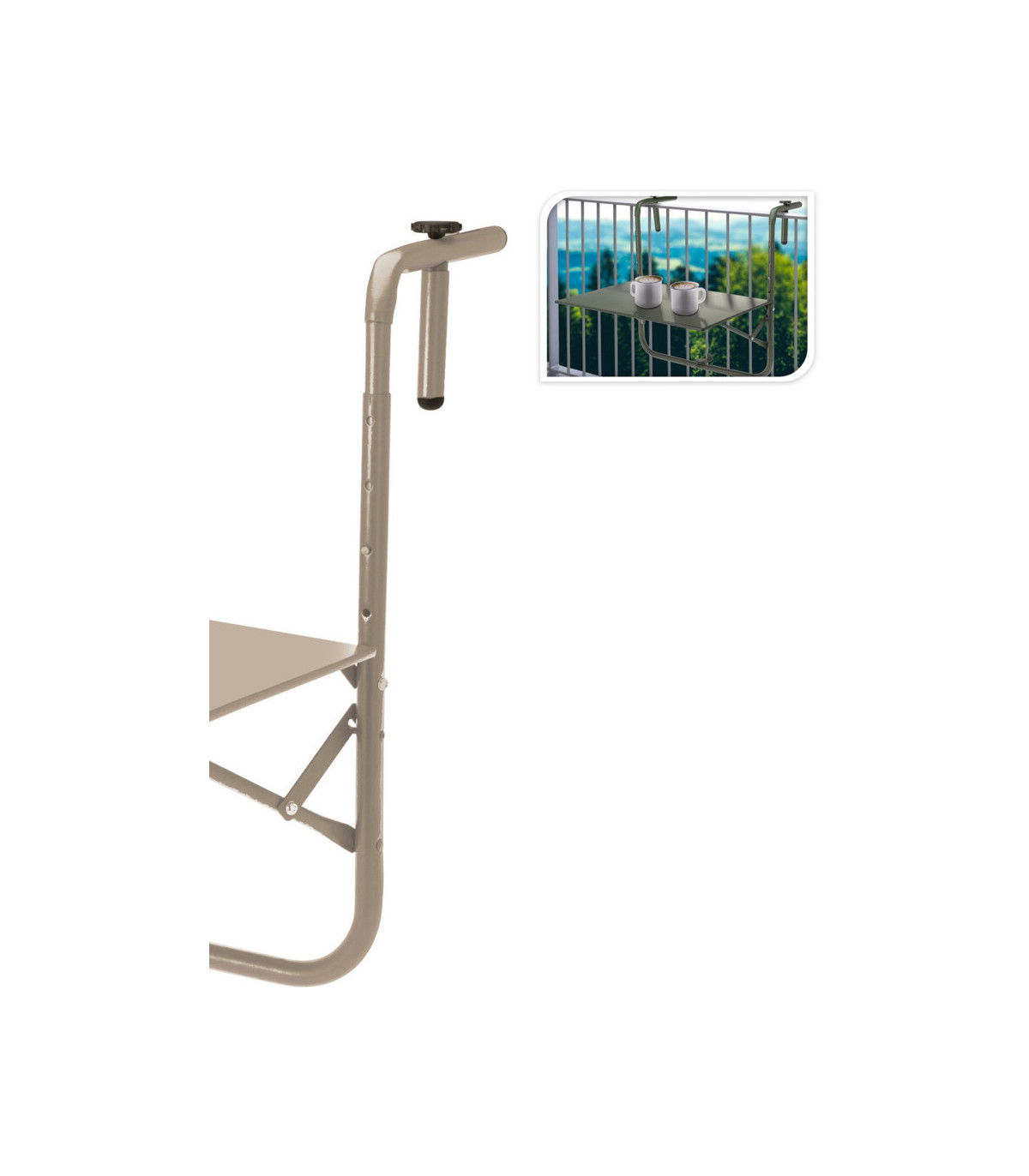 Wadiga Table De Balcon En Métal Gris - 63x43cm