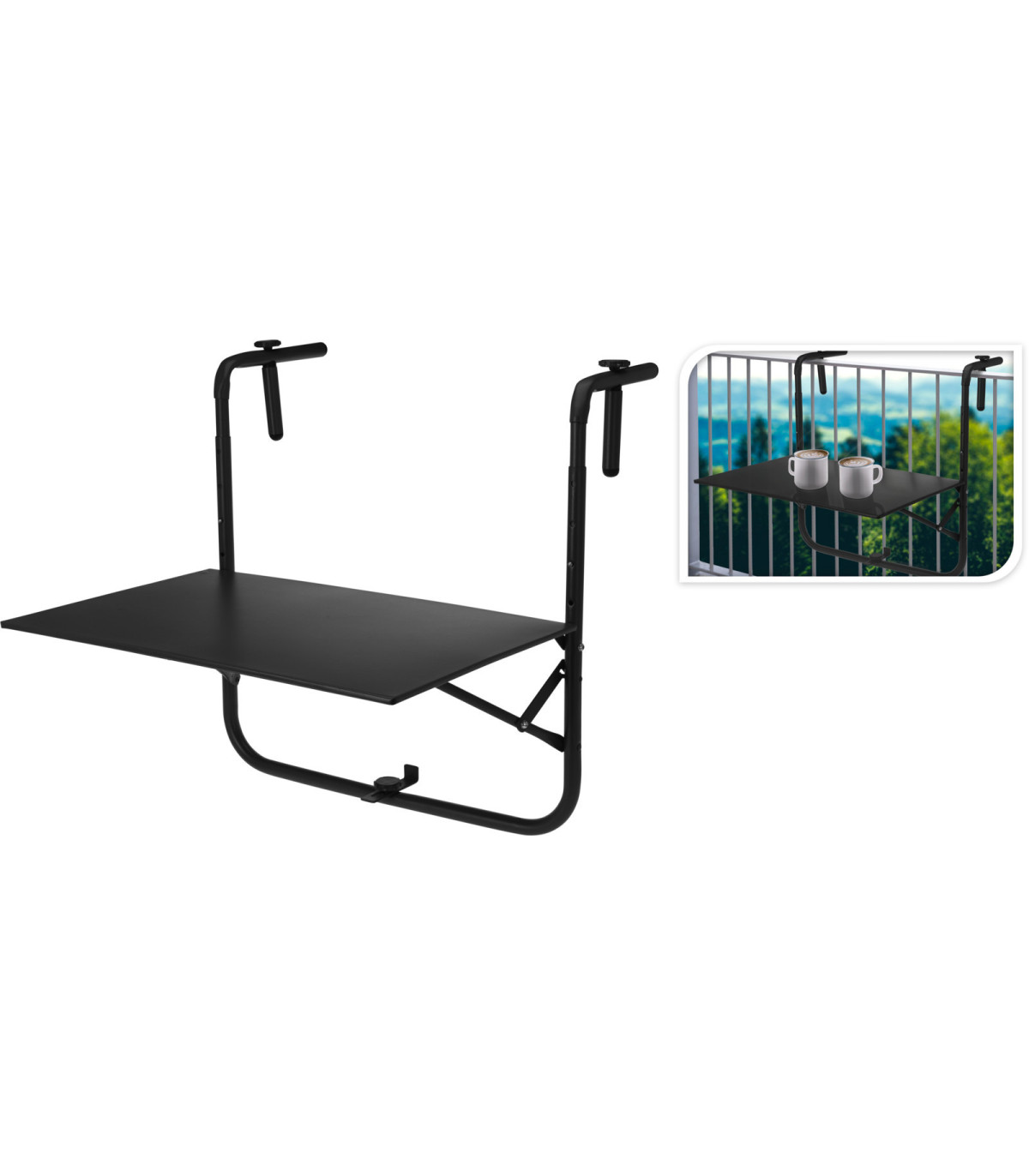 Wadiga Table De Balcon En Métal Noir - 63x43cm