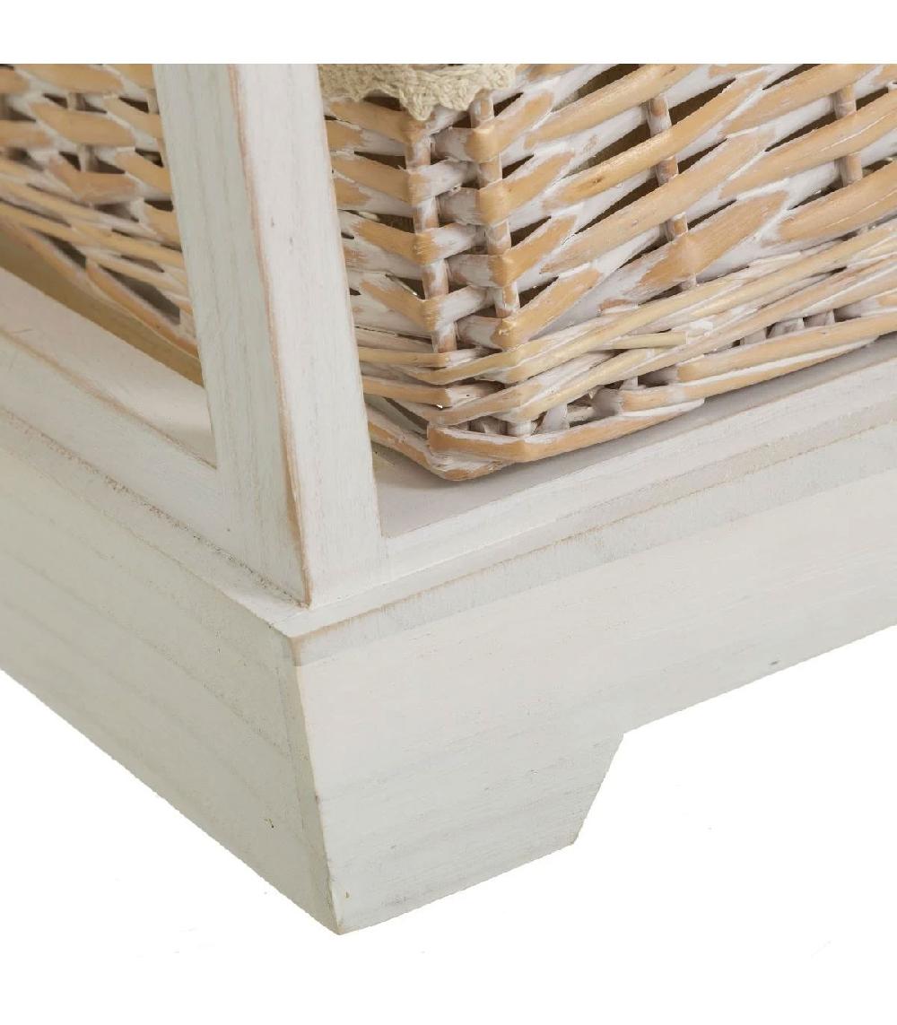 Wadiga Table De Chevet Bois 1 Tiroir + 2 Paniers
