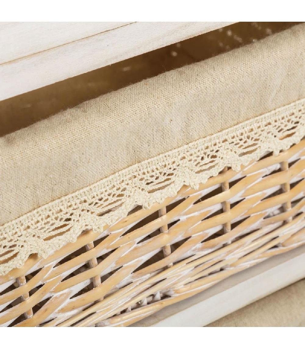 Wadiga Table De Chevet Bois 1 Tiroir + 2 Paniers