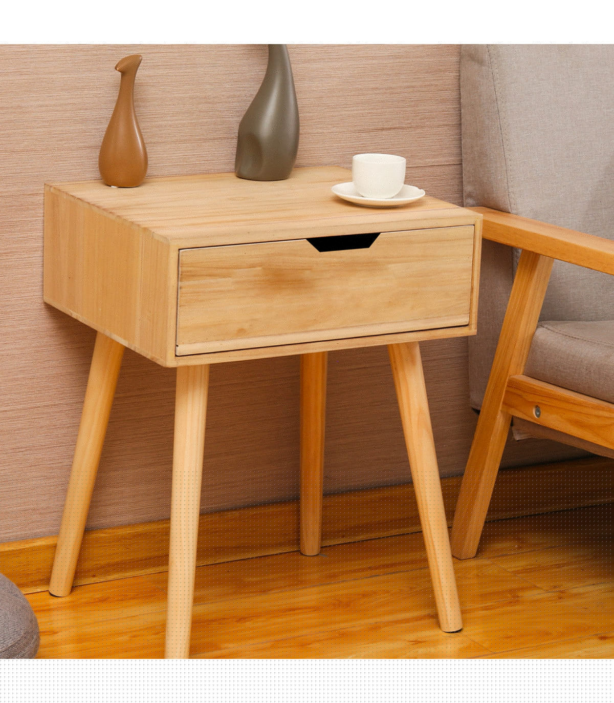 Wadiga Table De Chevet Bois 1 Tiroir 40x30x60cm