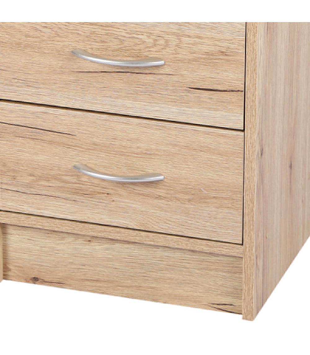 Wadiga Table De Chevet Bois 3 Tiroirs - 38x34x60cm