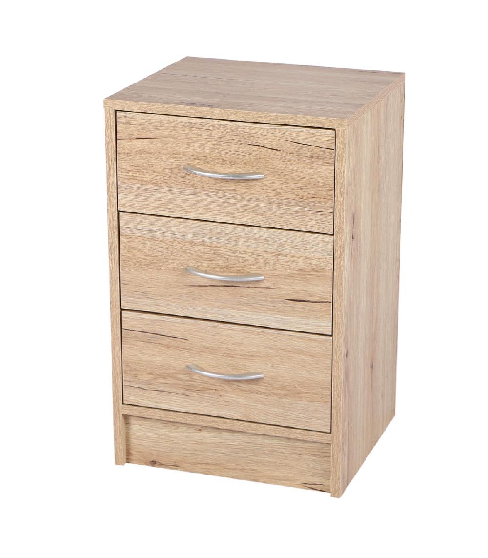 wadiga Table de chevet bois 3 tiroirs - 38x34x60cm