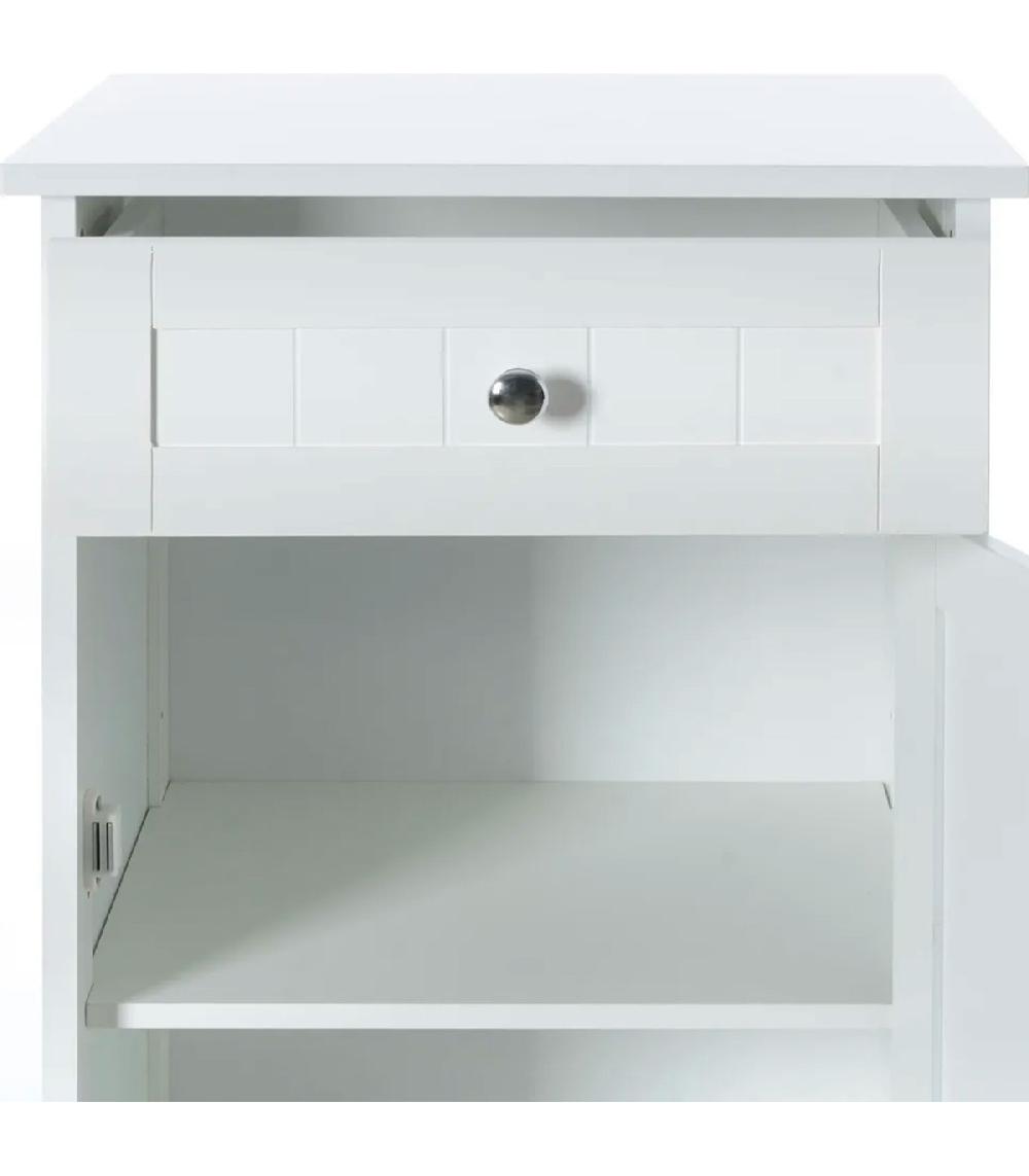 Wadiga Table De Chevet En Bois Blanc 43x34x77cm