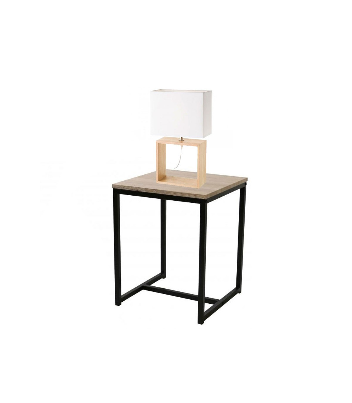Wadiga Table De Chevet En Métal Noir Et Bois