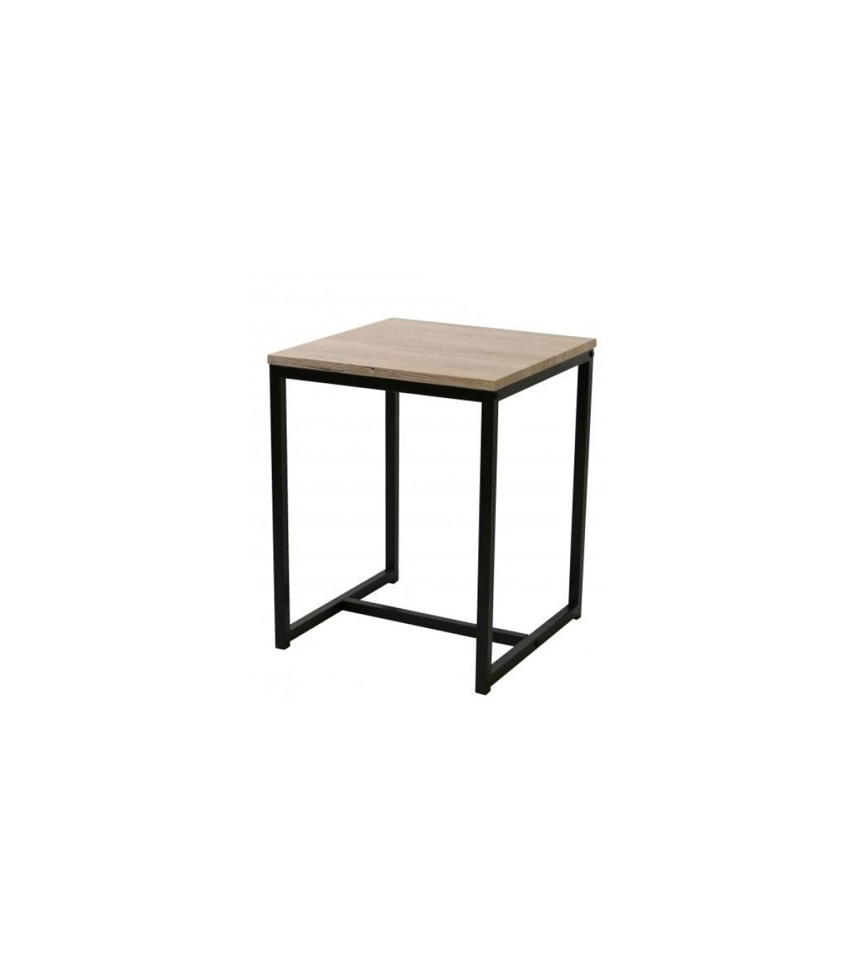 wadiga Table de Chevet en Métal Noir et Bois