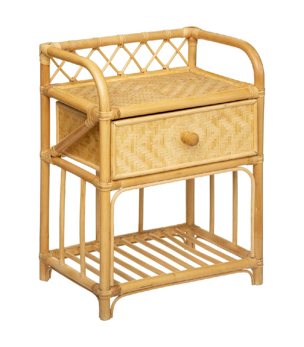wadiga Table de chevet rotin 1 tiroir 45x35x60cm
