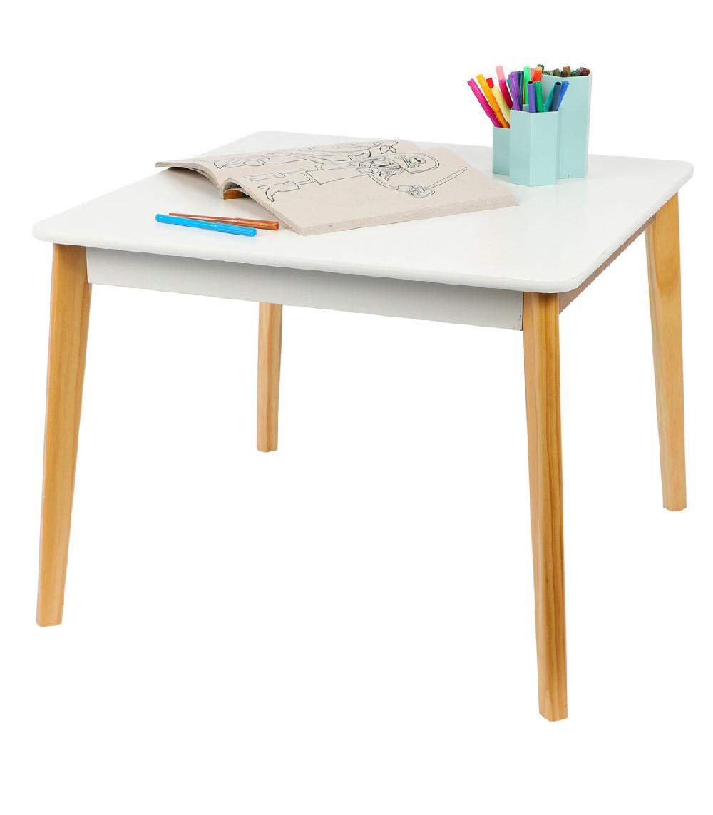 Wadiga Table Enfant Carrée Bois Blanc