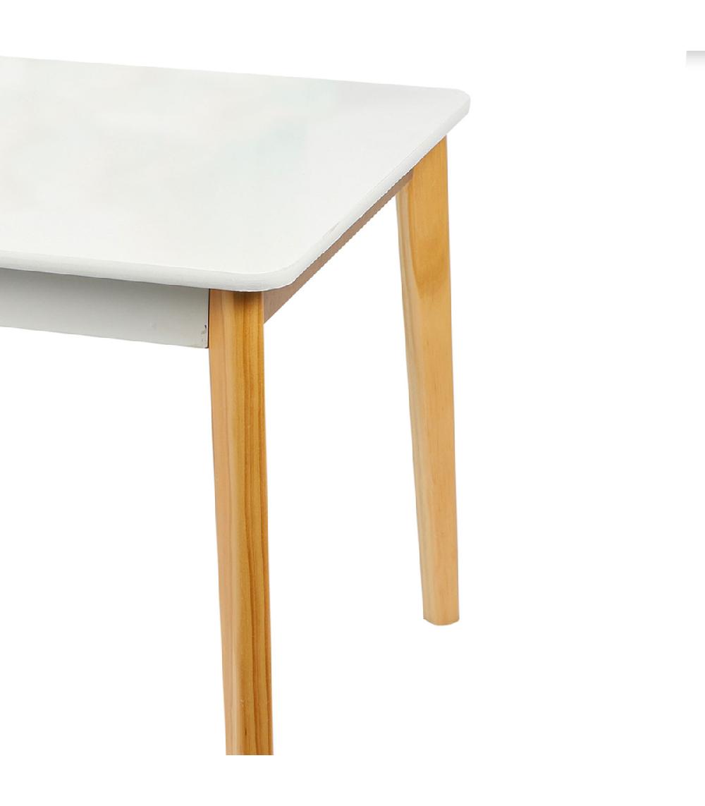 Wadiga Table Enfant Carrée Bois Blanc