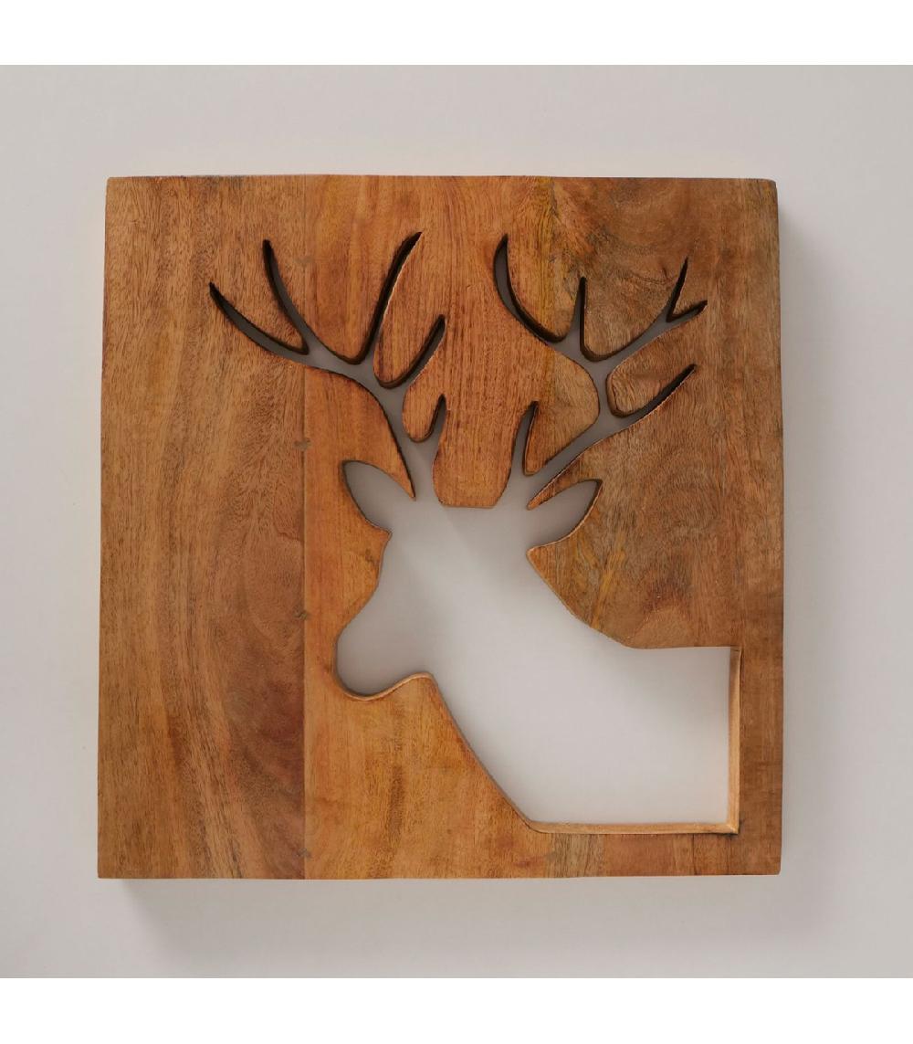 Wadiga Tableau Déco Bois Cerf 40x40cm