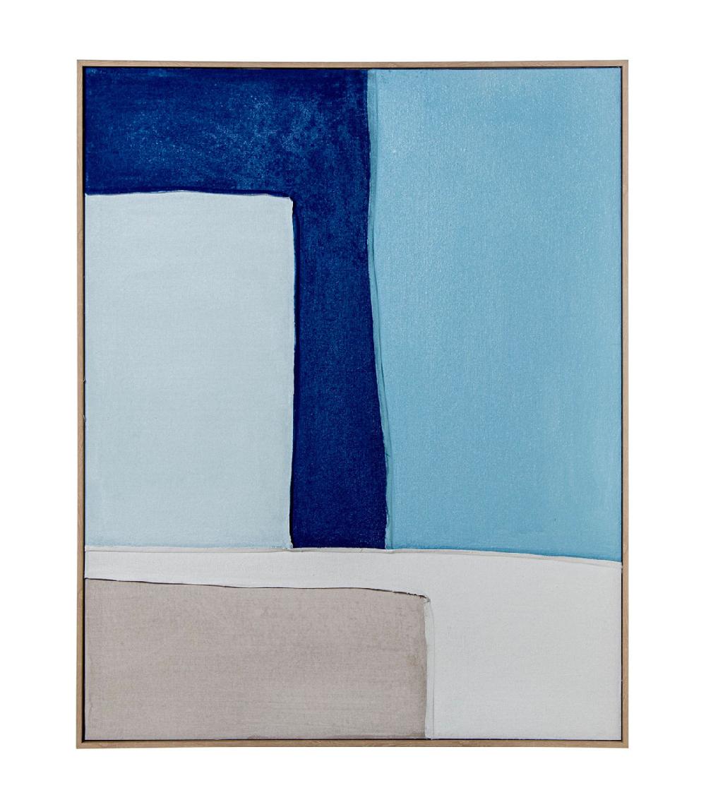 wadiga Tableau décoratif abstrait bleu 80x3x100cm