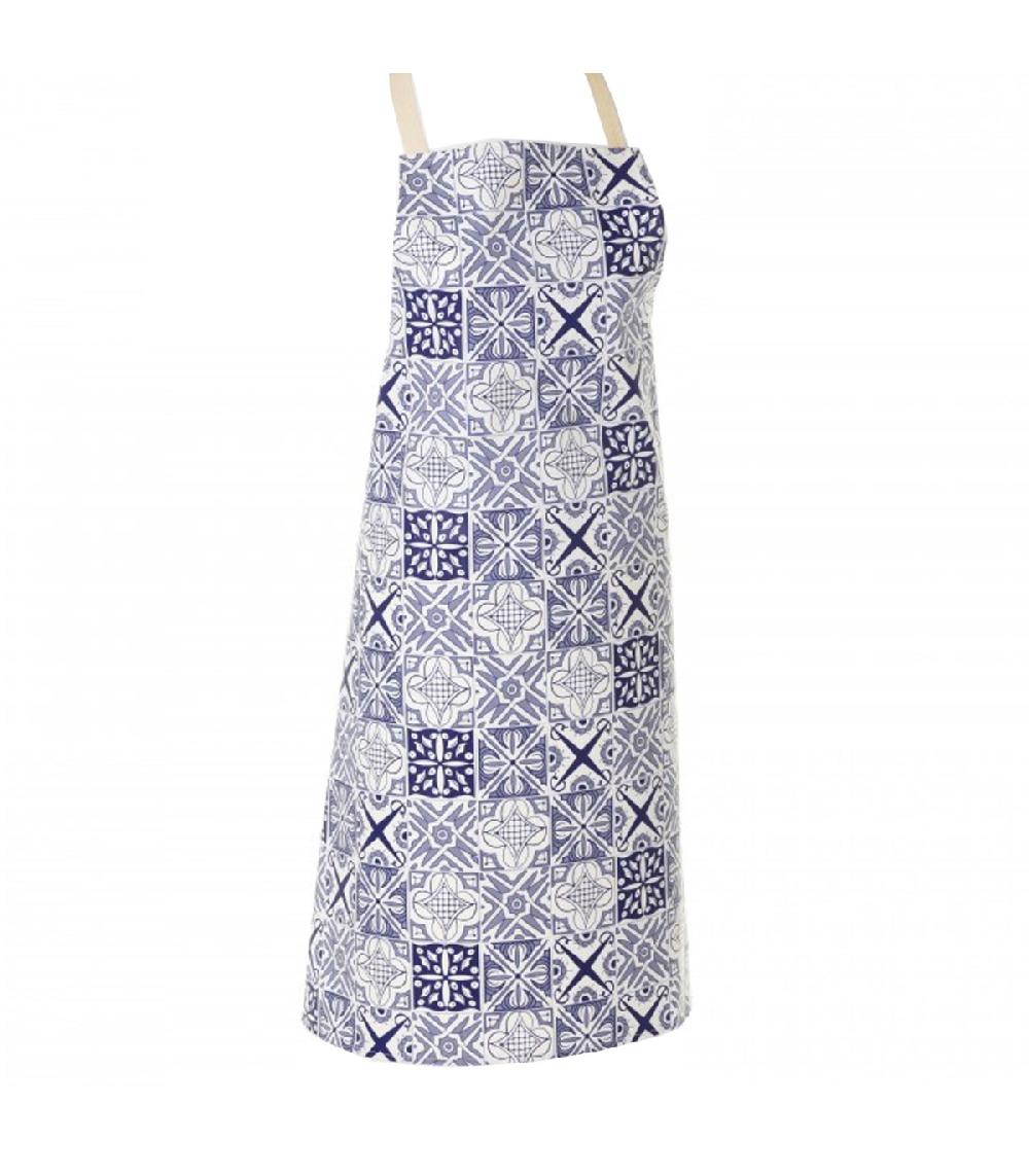 wadiga Tablier Bleu Carreaux de Ciment 100% Coton