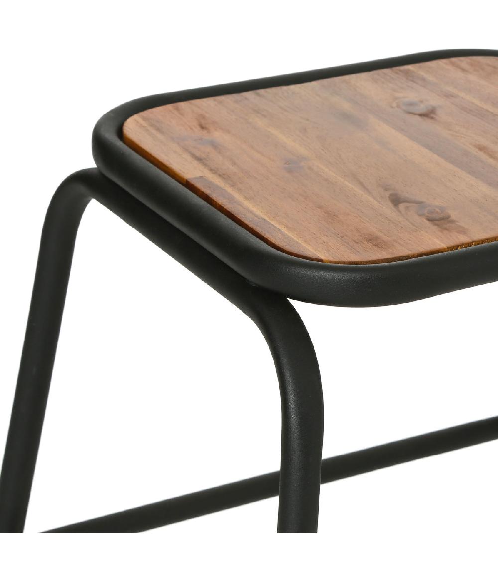 Wadiga Tabouret Bois D'acacia Et Métal 42x42x46cm