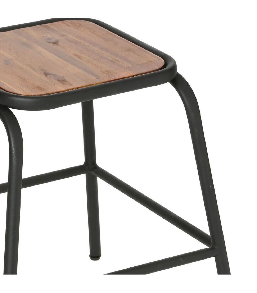 Wadiga Tabouret Bois D'acacia Et Métal 42x42x46cm