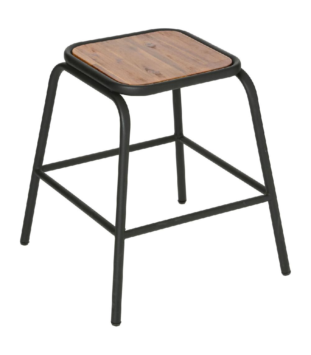 wadiga Tabouret bois d'acacia et métal 42x42x46cm