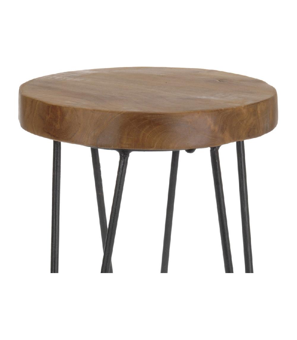 Wadiga Tabouret Rustique En Métal Et Teck