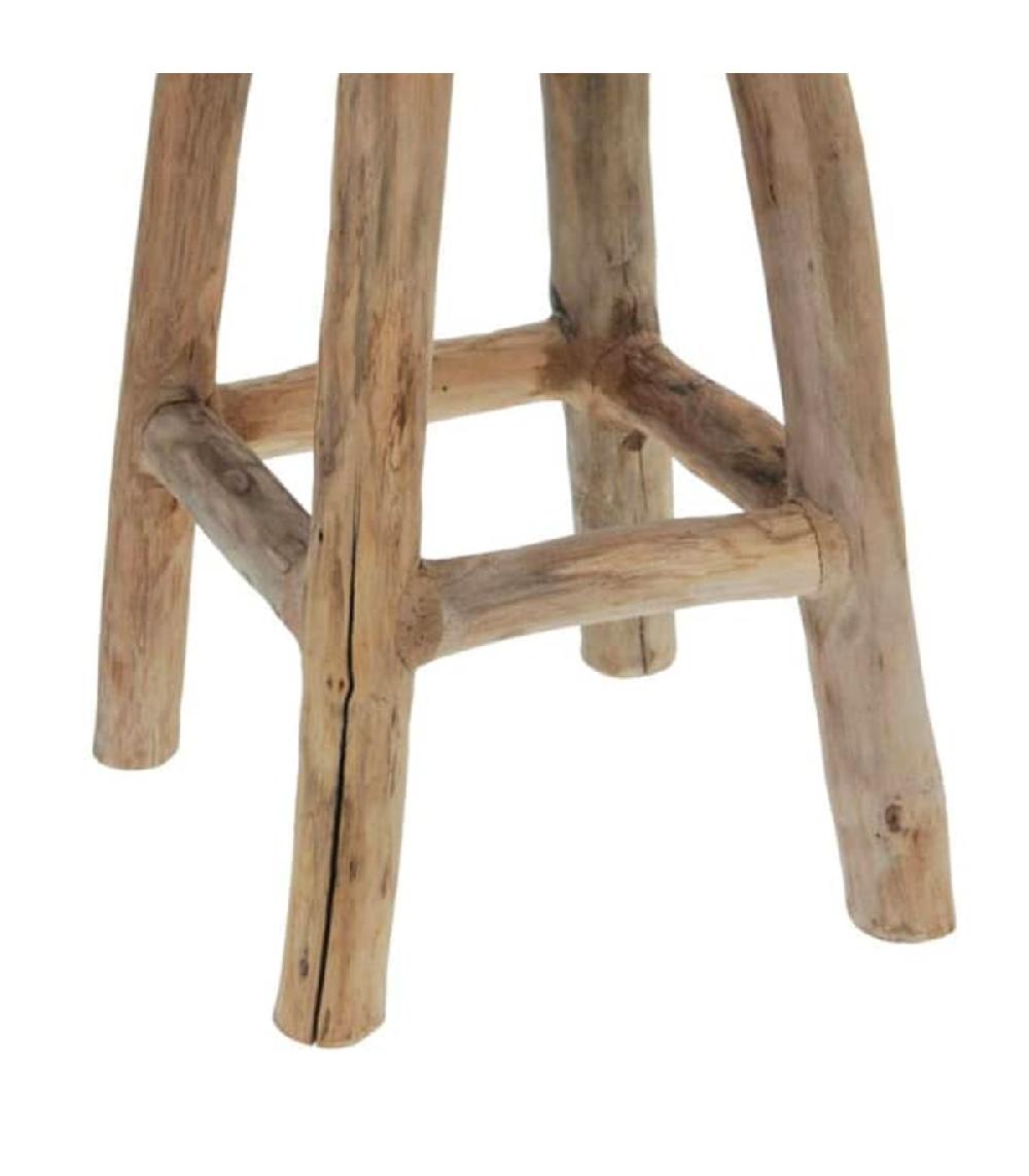 Wadiga Tabouret Rustique Rond En Teck 30x30x42cm