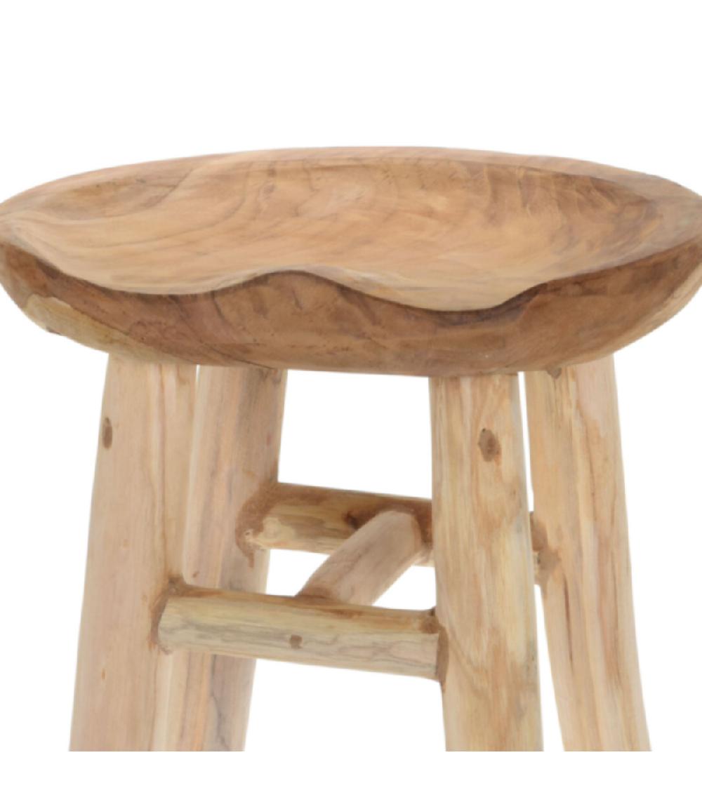 Wadiga Tabouret Rustique Rond En Teck - 35x35x42cm