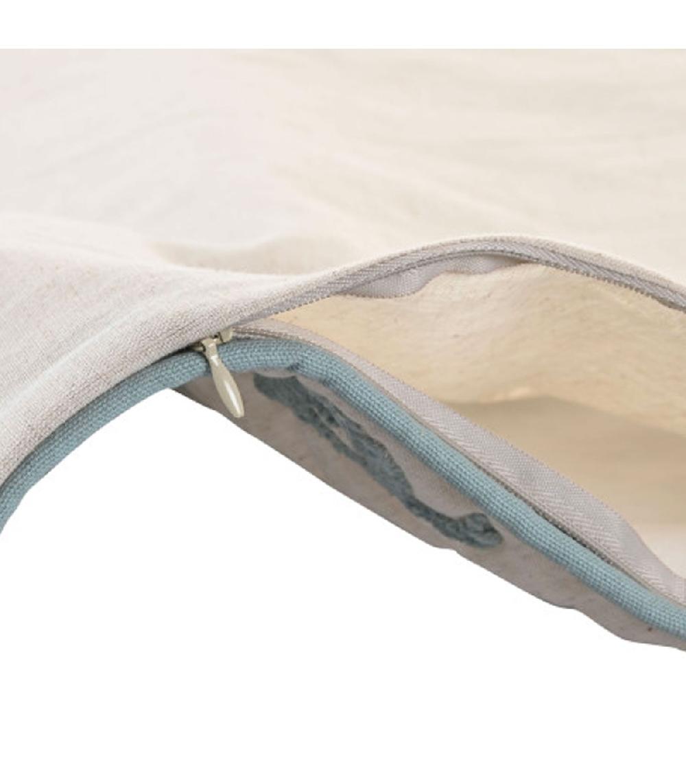 Wadiga Taie D'oreiller Carré Brodé Bleu 50x50x1cm