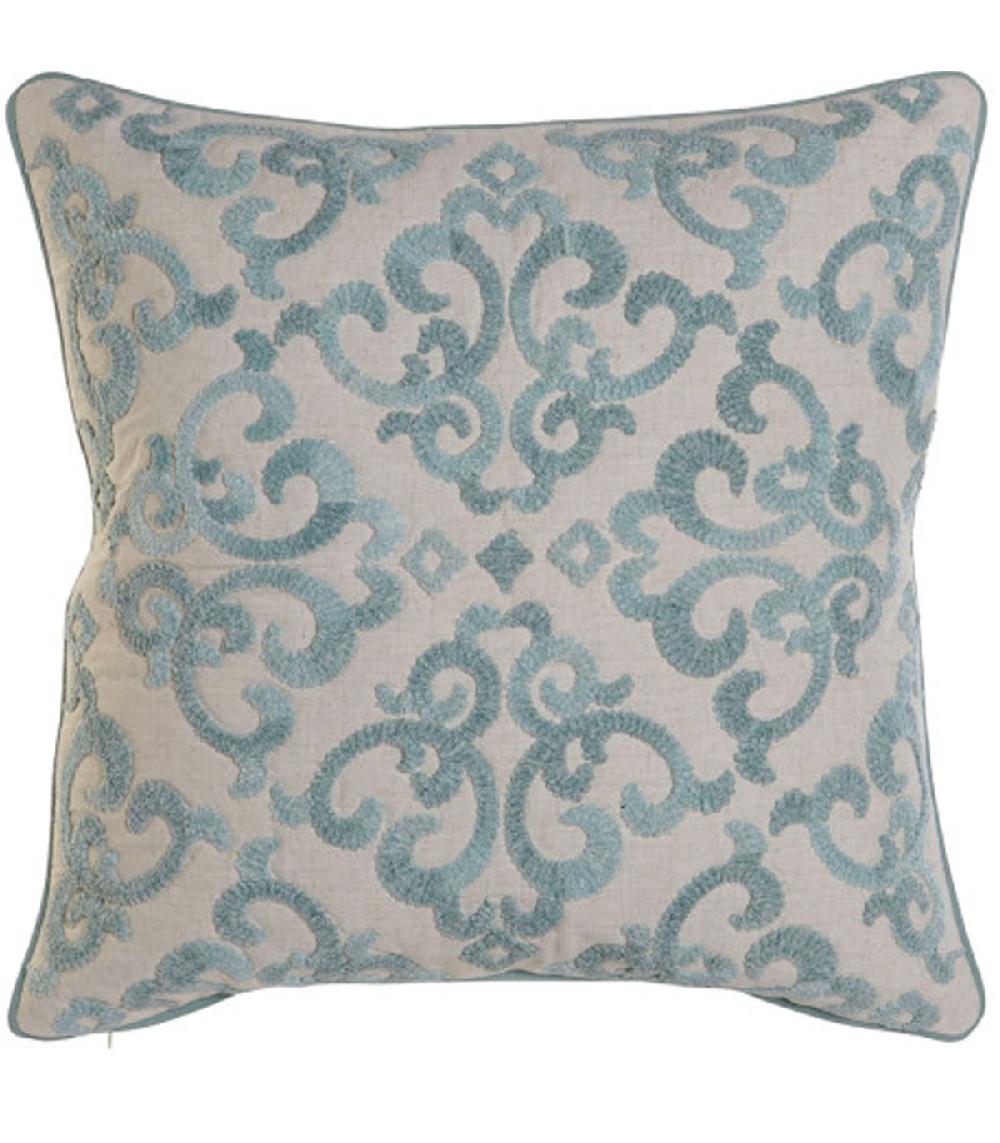 wadiga Taie d'oreiller carré brodé bleu 50x50x1cm