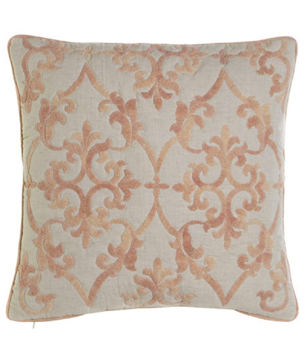 wadiga Taie d'oreiller carré brodé rose 50x50x1cm