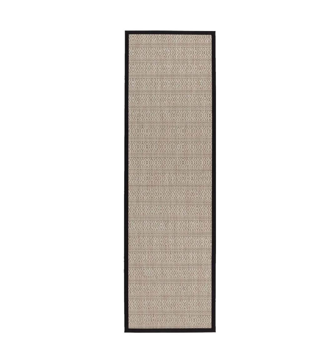 wadiga Tapis de couloir motif tribal noir 60x200cm