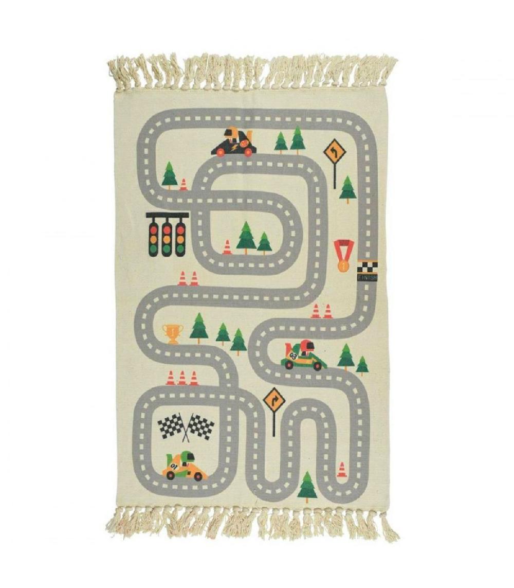 wadiga Tapis enfant circuit voiture avec franges
