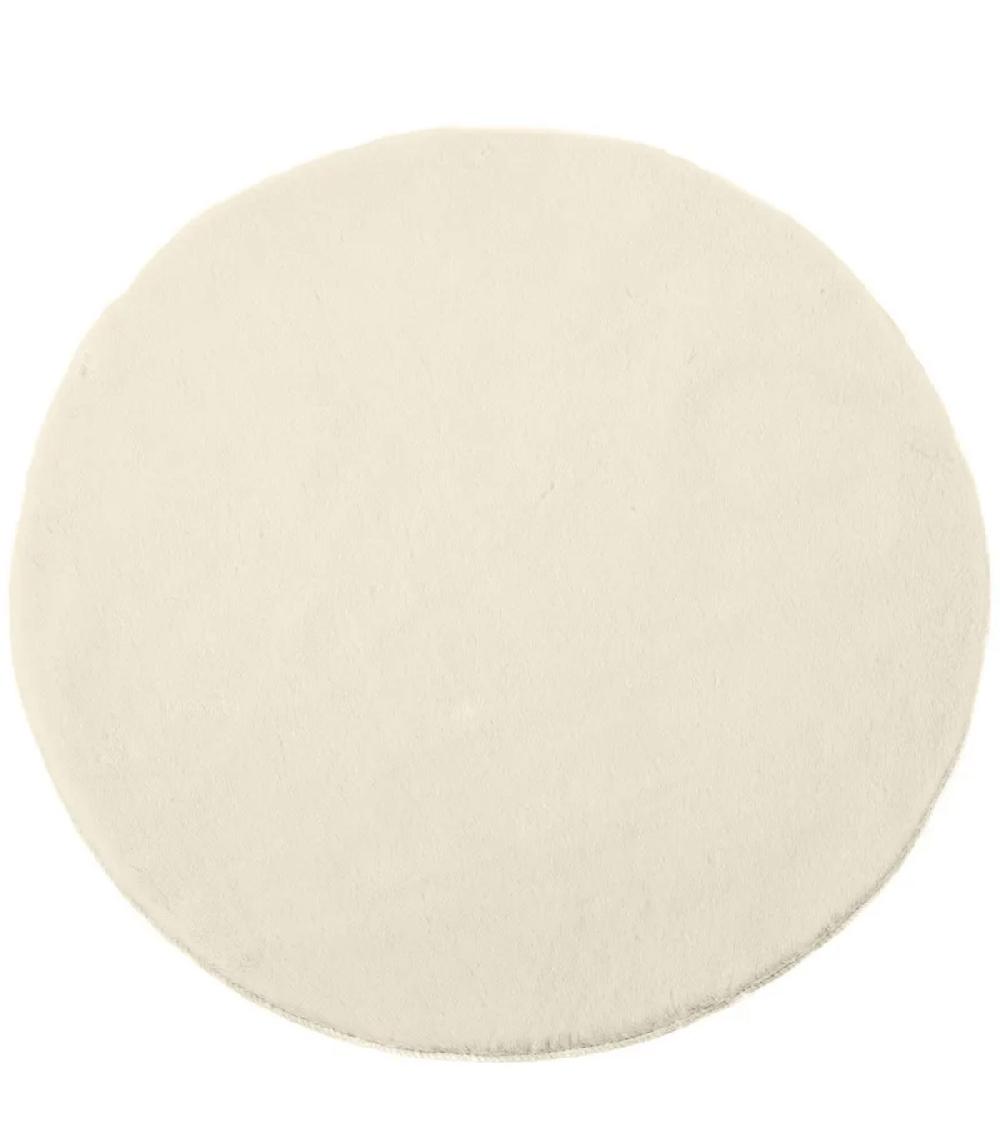 wadiga Tapis rond doux blanc cassé diamètre 80cm