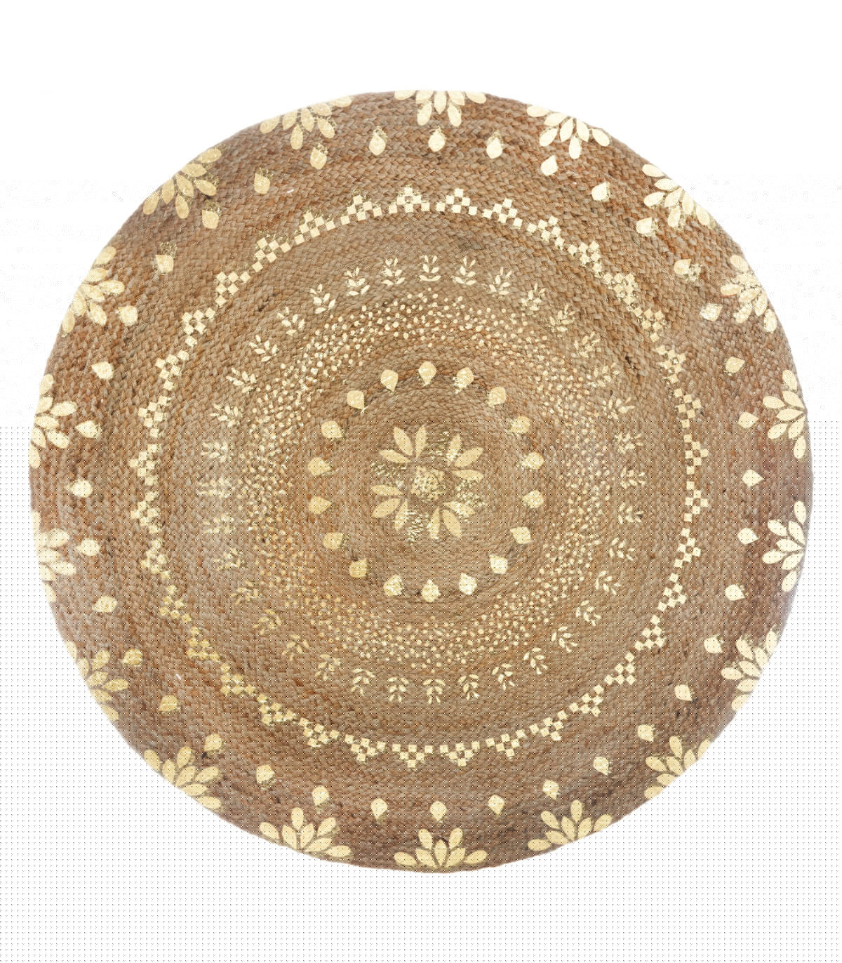 wadiga Tapis rond en jute naturel et doré 115cm