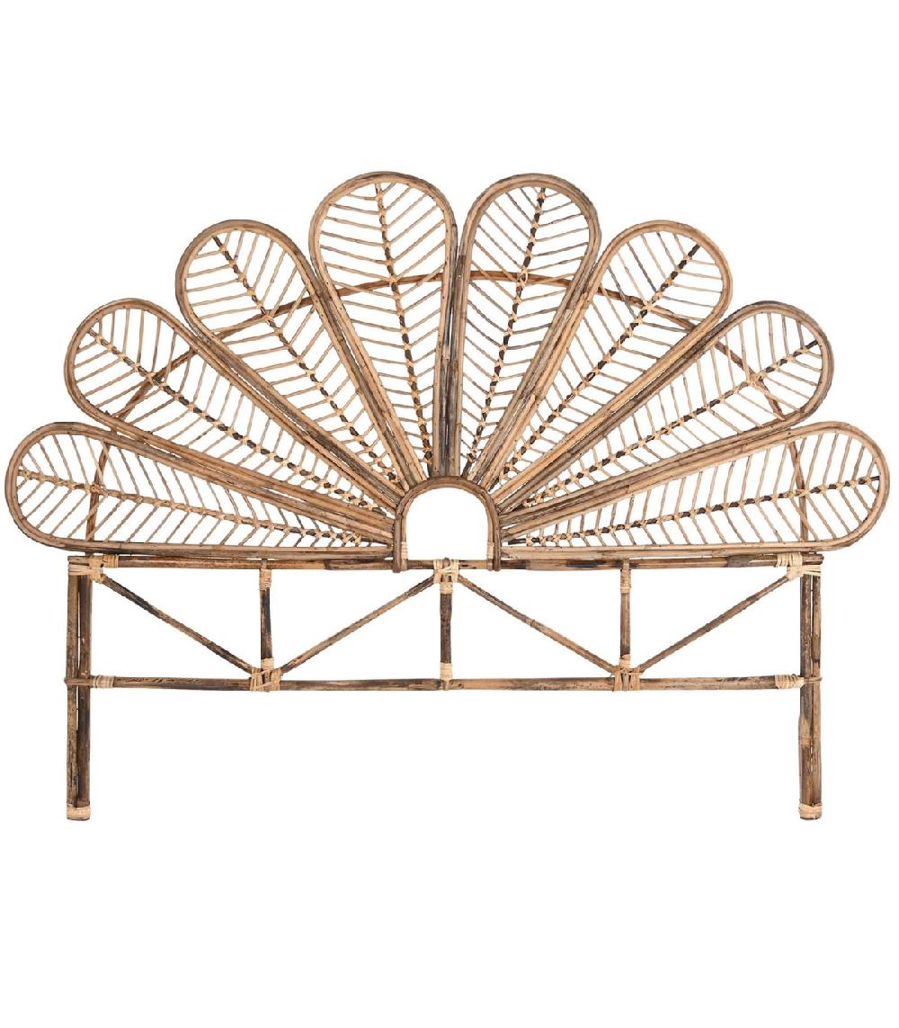 wadiga Tête de lit demi-lune rotin 176x3x127cm