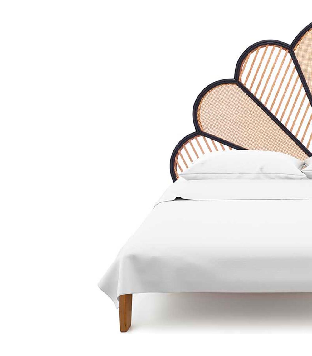 Wadiga Tête De Lit Demi-lune Rotin Noir 160cm