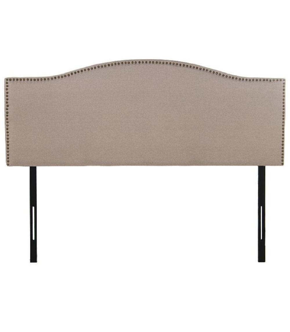 wadiga Tête de lit tissu beige cloutée 160x7x122cm