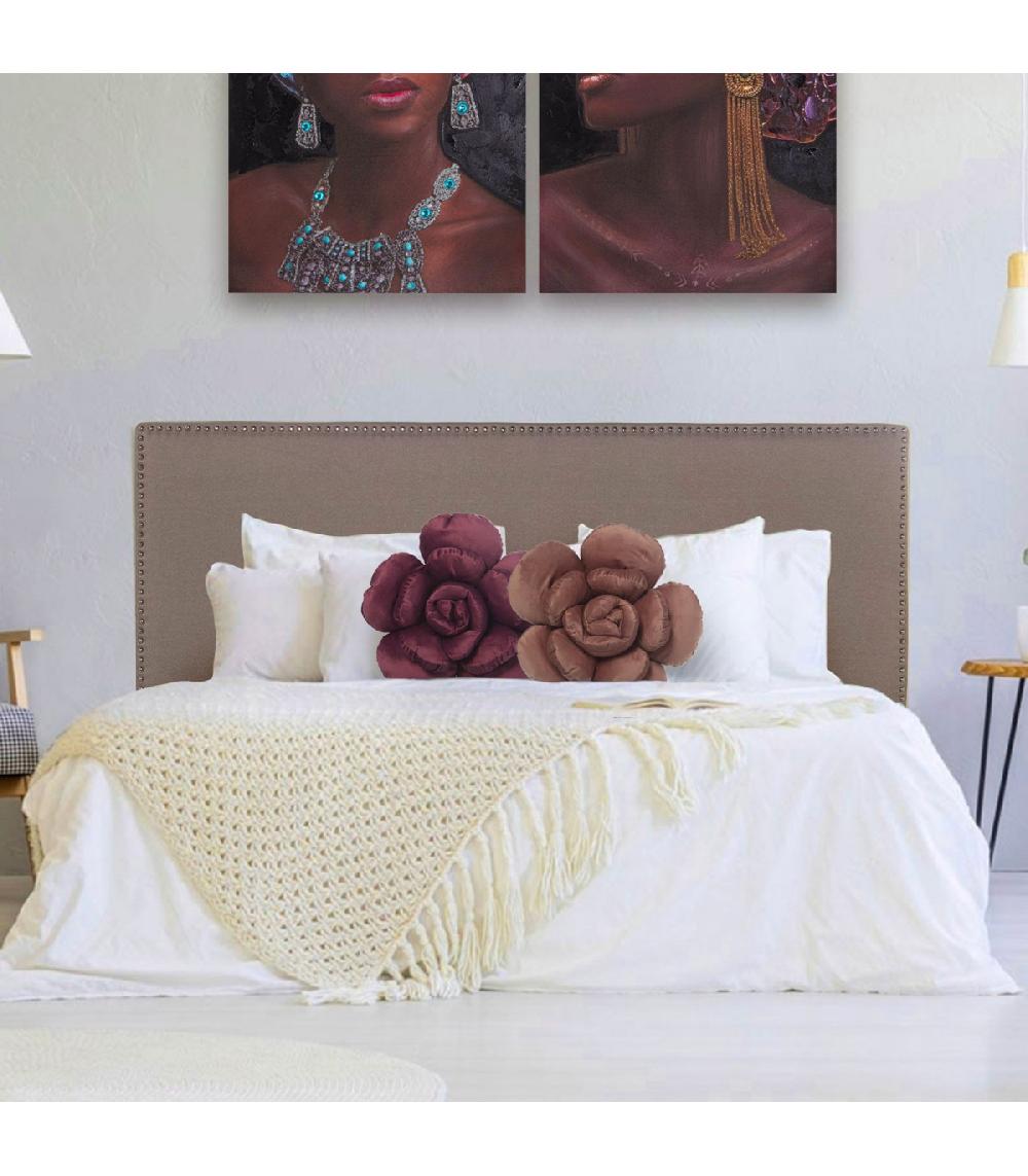 Wadiga Tête De Lit Tissu Beige Cloutée 160x7x127cm