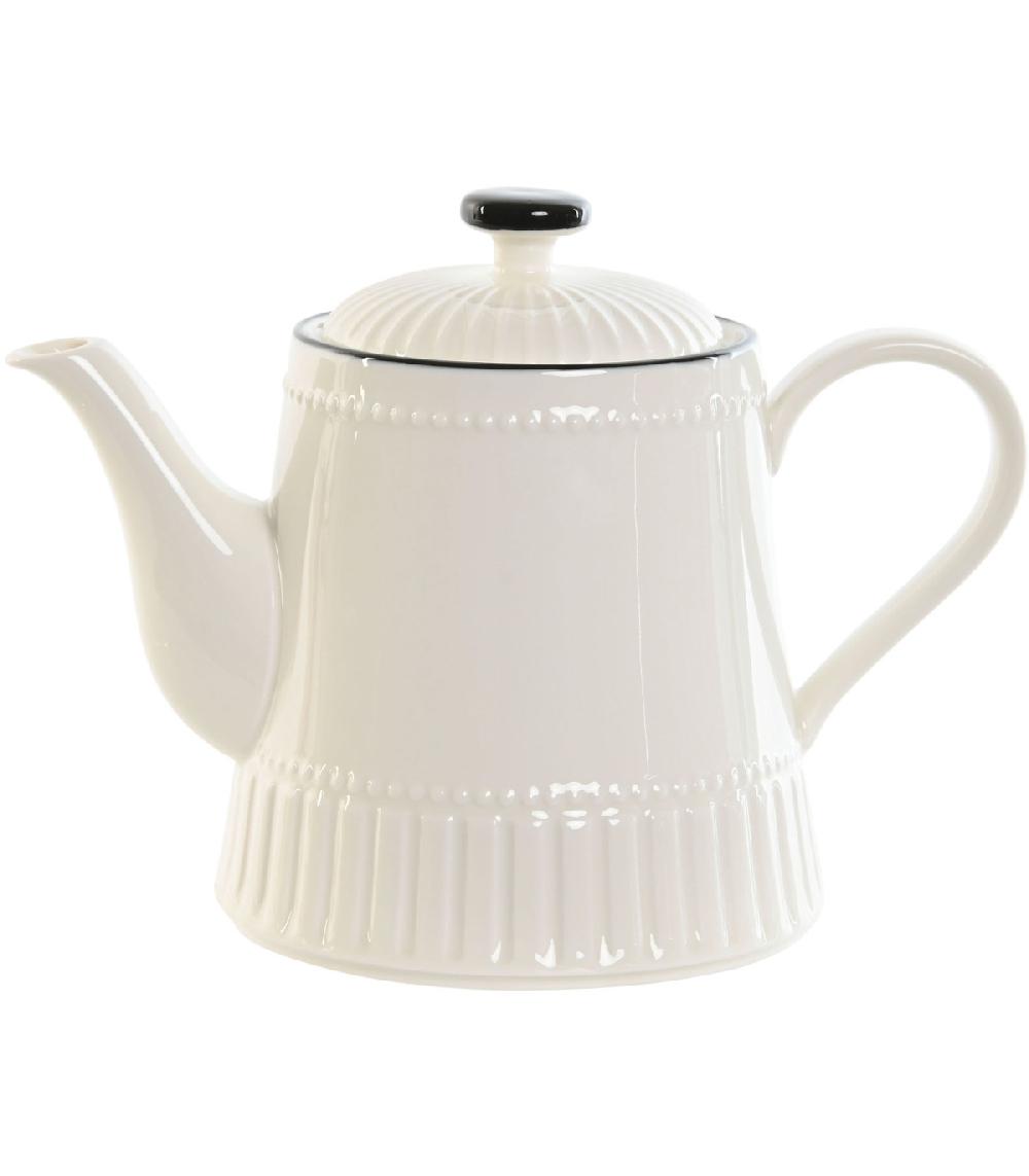 wadiga Théière en porcelaine blanche et noire 1L