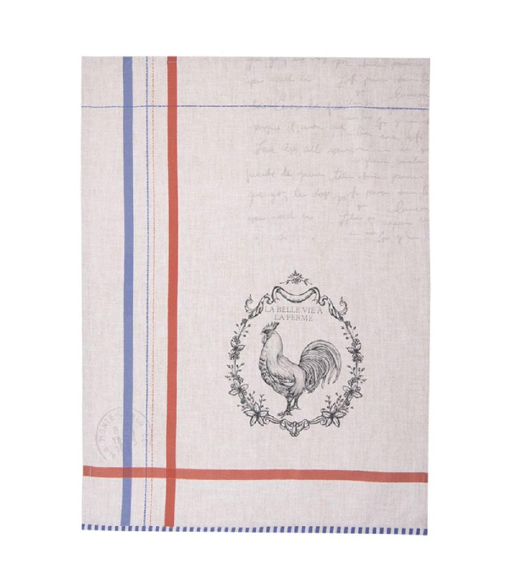 Wadiga Torchon 100% Coton Beige Coq 50x70cm