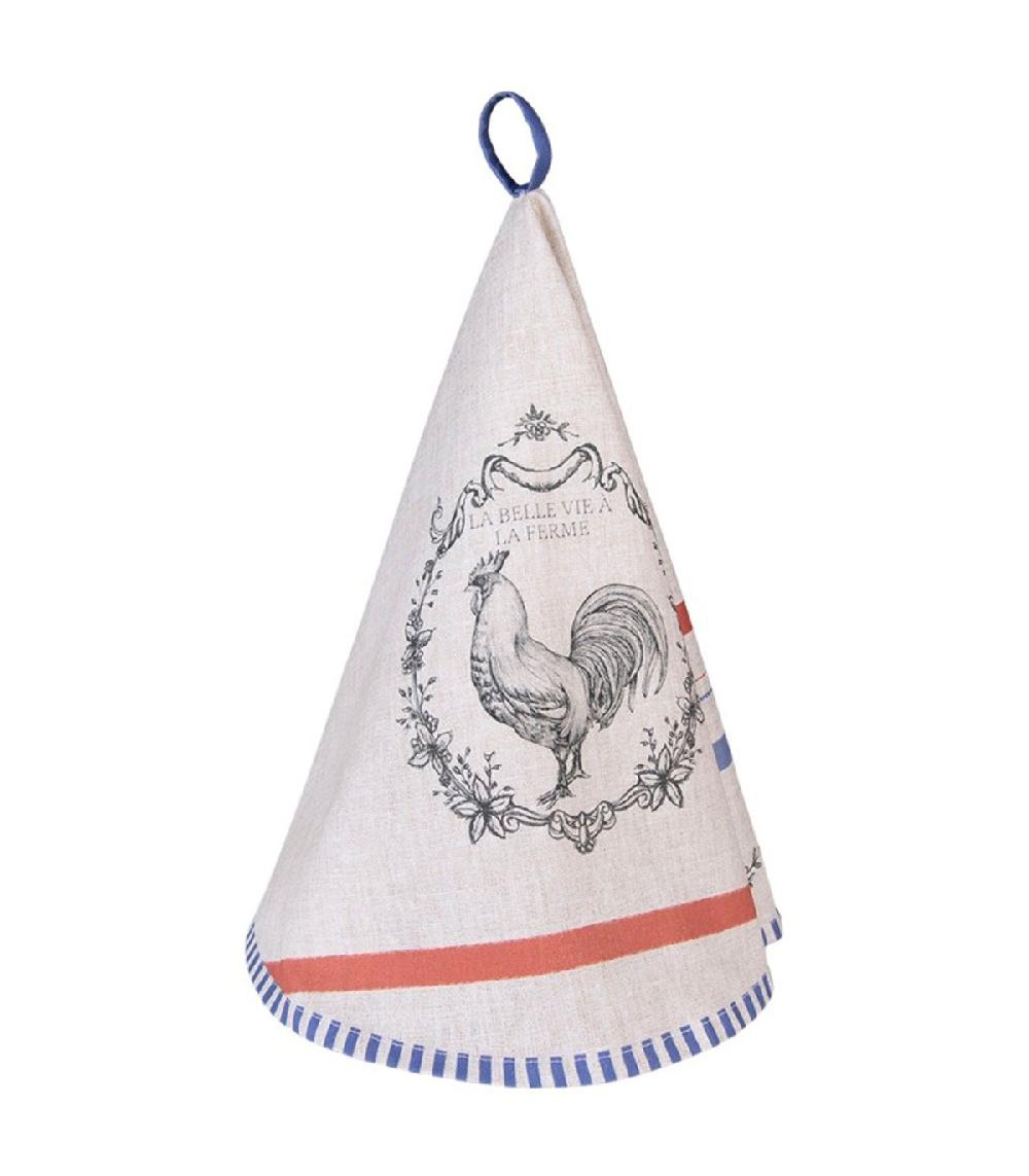 wadiga Torchon rond 100% coton beige coq 80cm