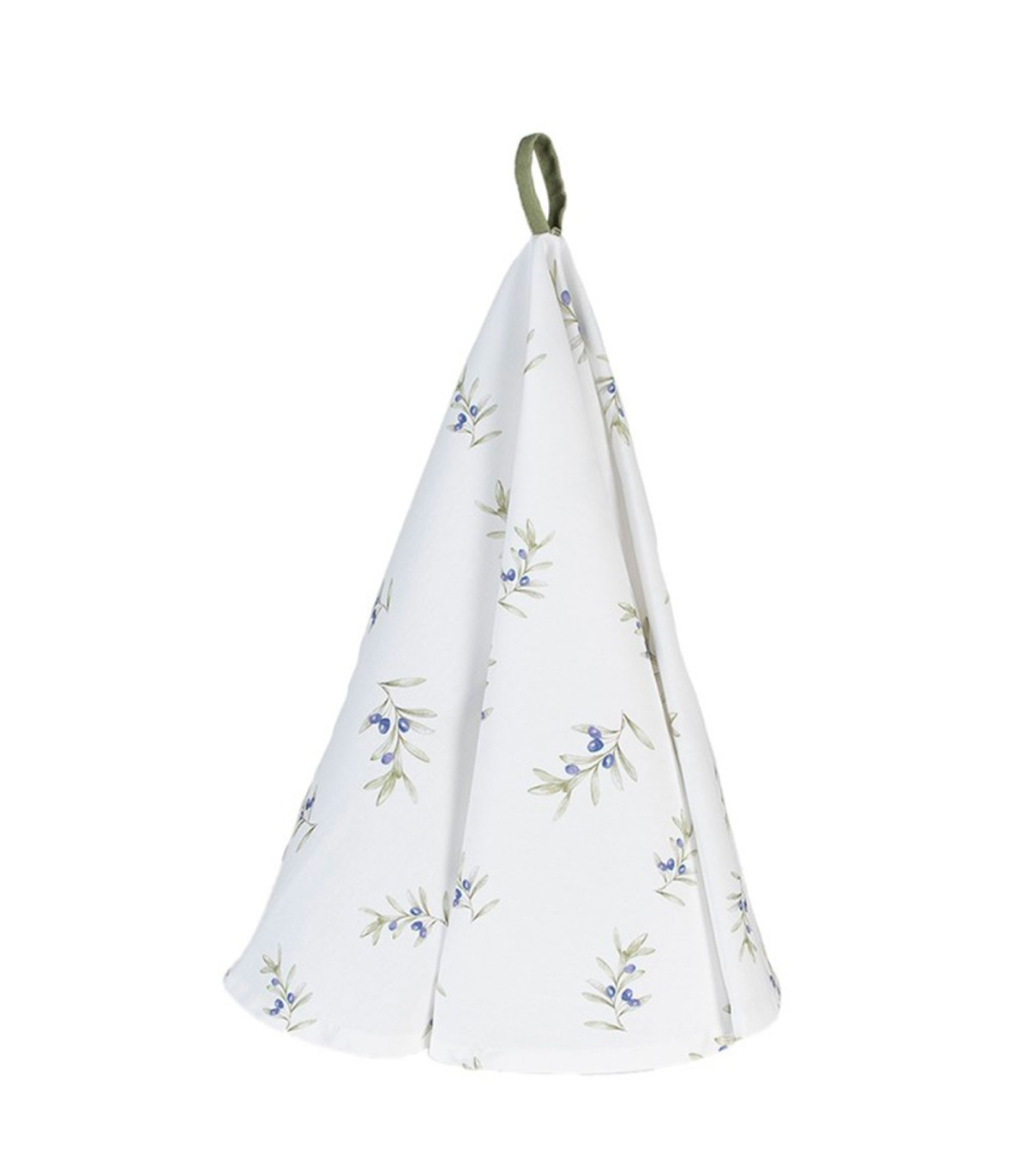 wadiga Torchon rond 100% coton blanc olives 80cm