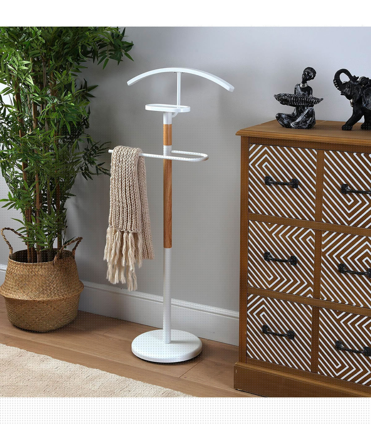 Wadiga Valet De Nuit Bois Et Blanc 46.5x29x112cm