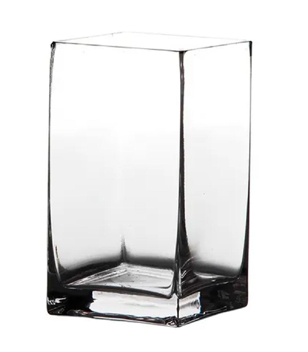 wadiga Vase carré en verre transparent 10x10x18cm