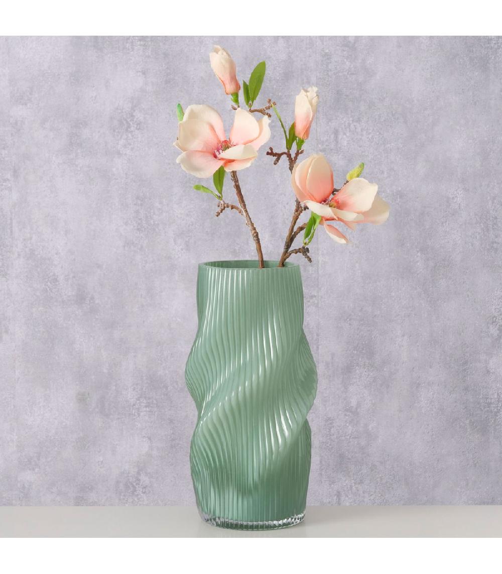Wadiga Vase Design En Verre Vert 15.5x15.5x30cm