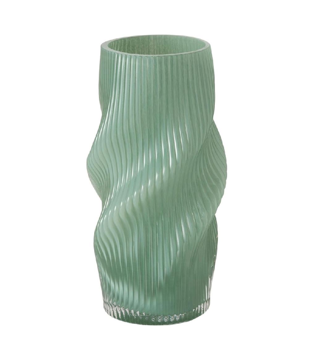 wadiga Vase design en verre vert 15.5x15.5x30cm