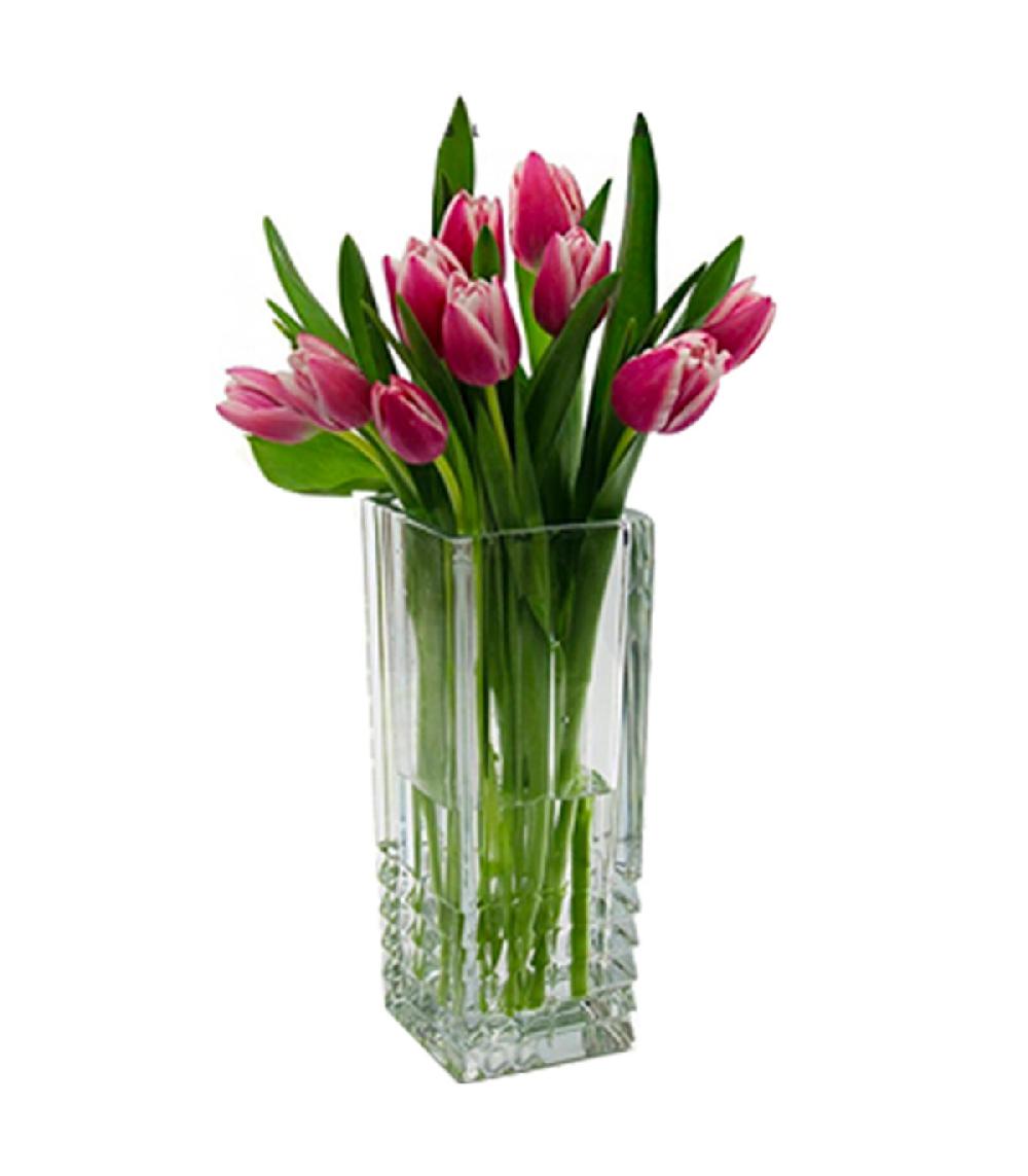 Wadiga Vase En Verre Transparent 9x9x23cm