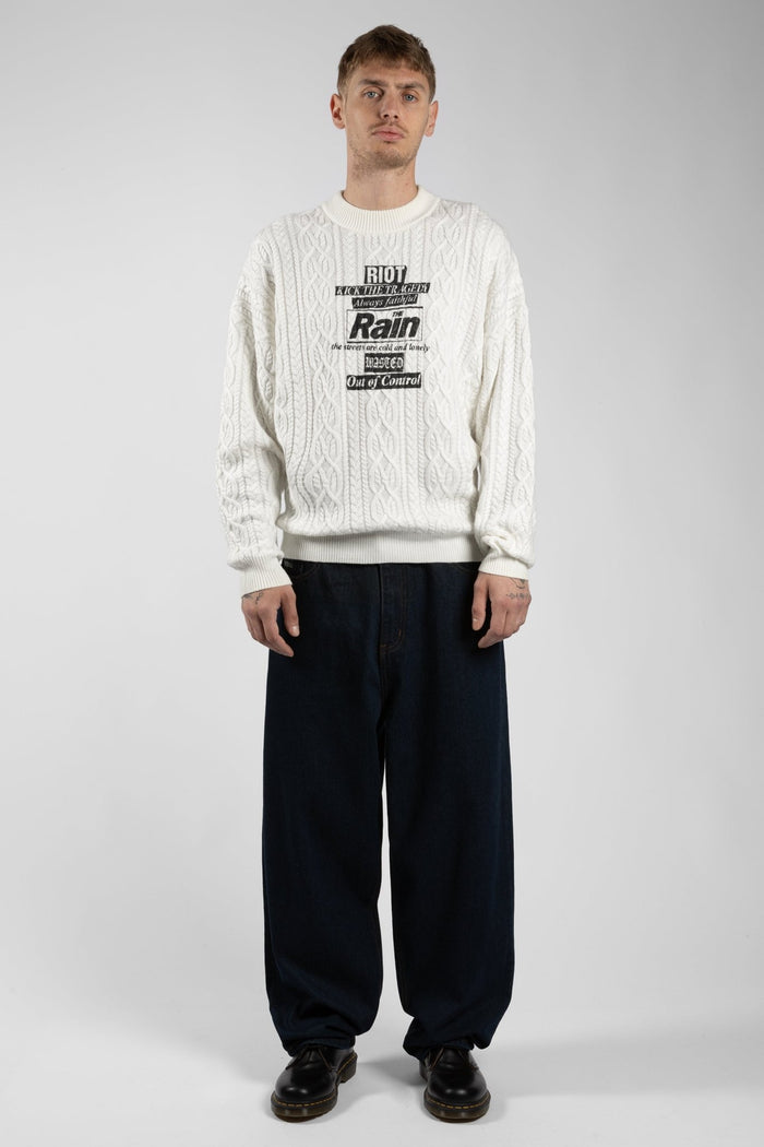 Wasted Pull Cable Knit Rain