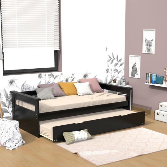 weber industries Banquette gigogne TOLEDE 90x190 + 2 sommiers + 1 tiroir-lit / Noir