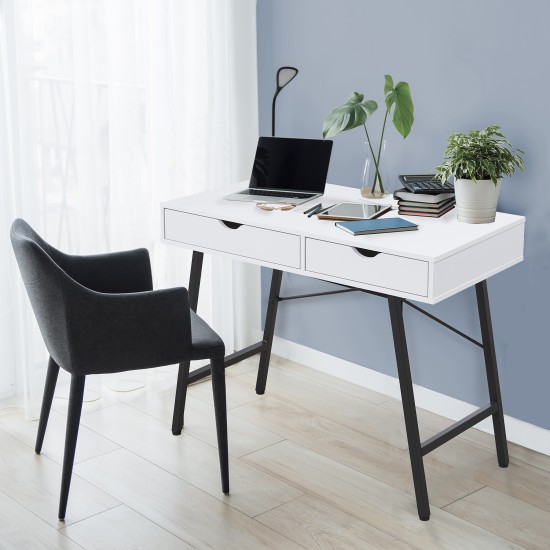 weber industries Bureau BOSTON 100 x 48 cm/ Blanc et métal noir