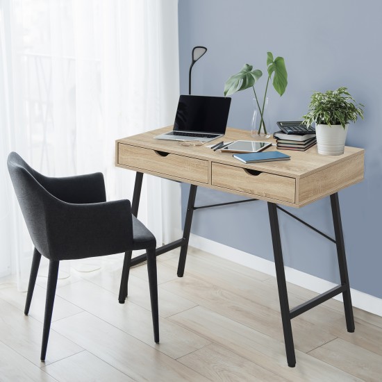 weber industries Bureau BOSTON 100x48cm / Décor Chêne blanchi et métal noir