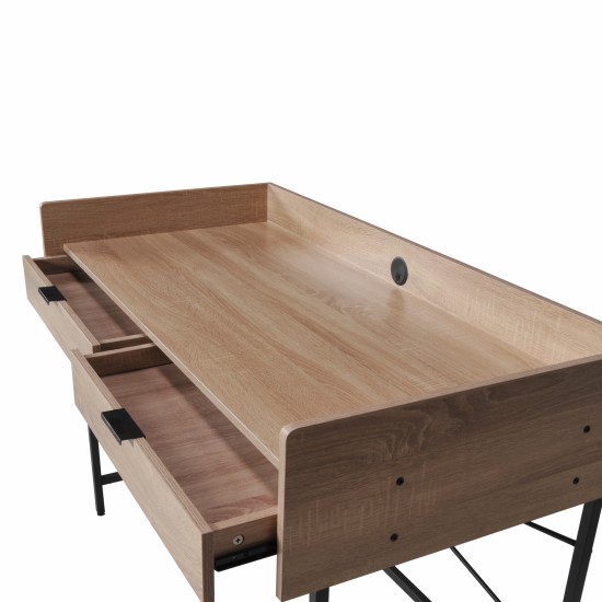Weber Industries Bureau CAMPUS 123x54cm / Décor Chêne Blanchi Et Métal Noir