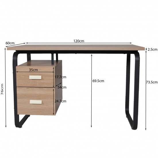 Weber Industries Bureau PEARL 120x60cm / Décor Chêne Blanchi Et Métal Noir