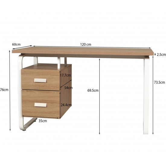 Weber Industries Bureau PEARL 120x60cm / Décor Chêne Blanchi Et Métal Blanc