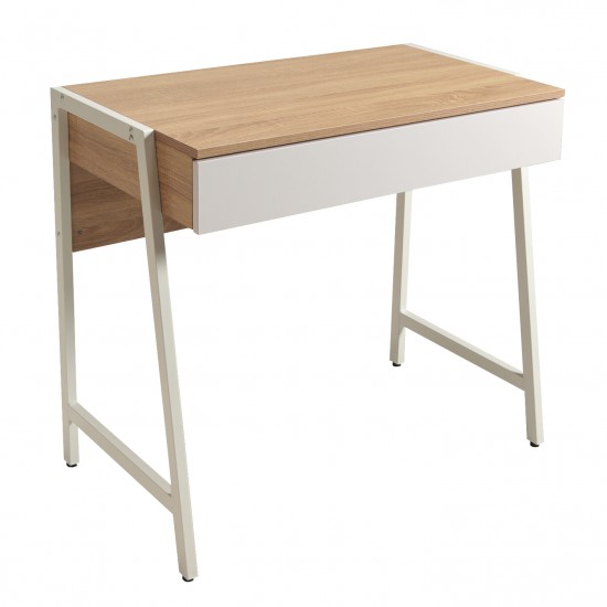 Weber Industries Bureau POLLUX 80 X 48 Cm/ Décor Chêne Blanchi Et Métal Blanc